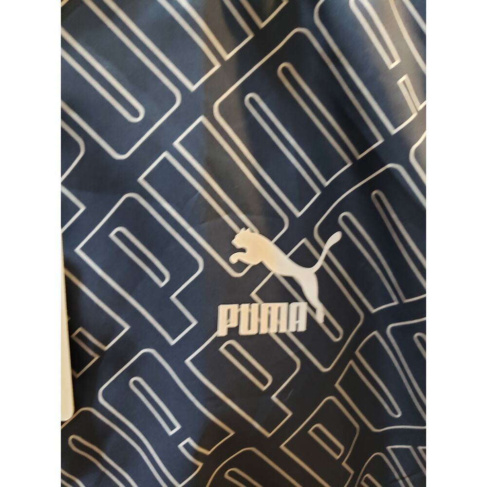 Puma Bomber Jacket Mens Medium Dark Denim Retro Classic Reversible Full Zipper - Picture 16 of 16